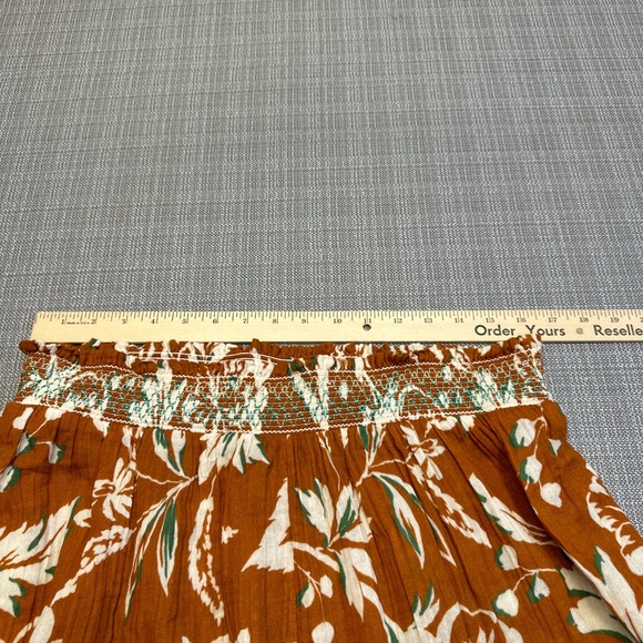 by Anthropologie Pants XL Floral Boho Smocked Waist Gaucho Pants Split Leg Harem - Picture 6 of 9